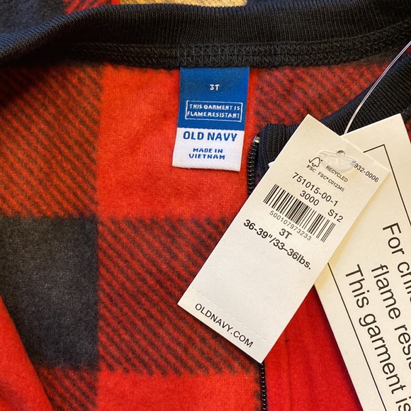 Old Navy Micro Fleece One-Piece Pajama Buffalo Check - Picture 4 of 6